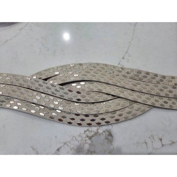 B-Low The Belt Studded Leather Wrap Belt Sz Large Ivory Silver Accents Designer main image 7